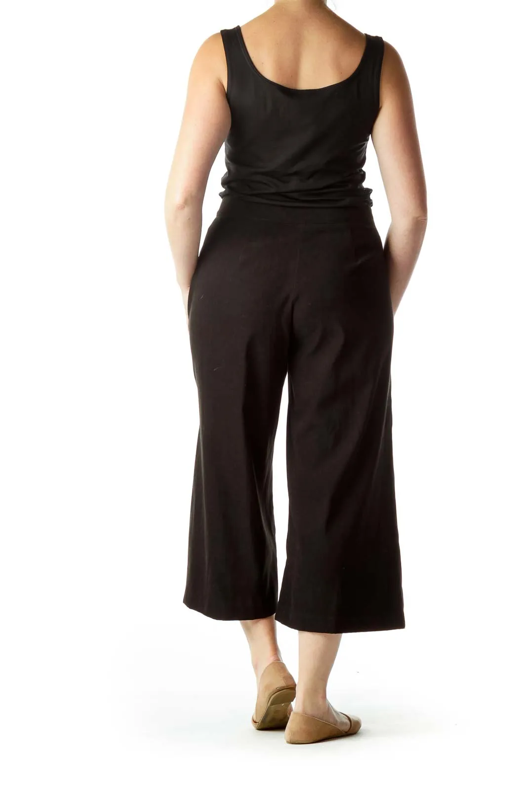 Black Cropped Wide Leg Pants