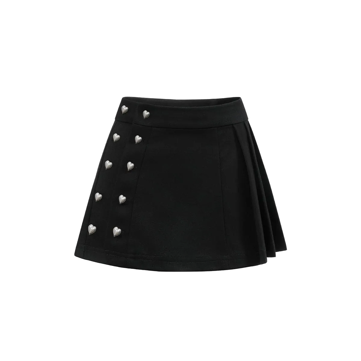 Black Heart Button Skirt - Three-Way Design