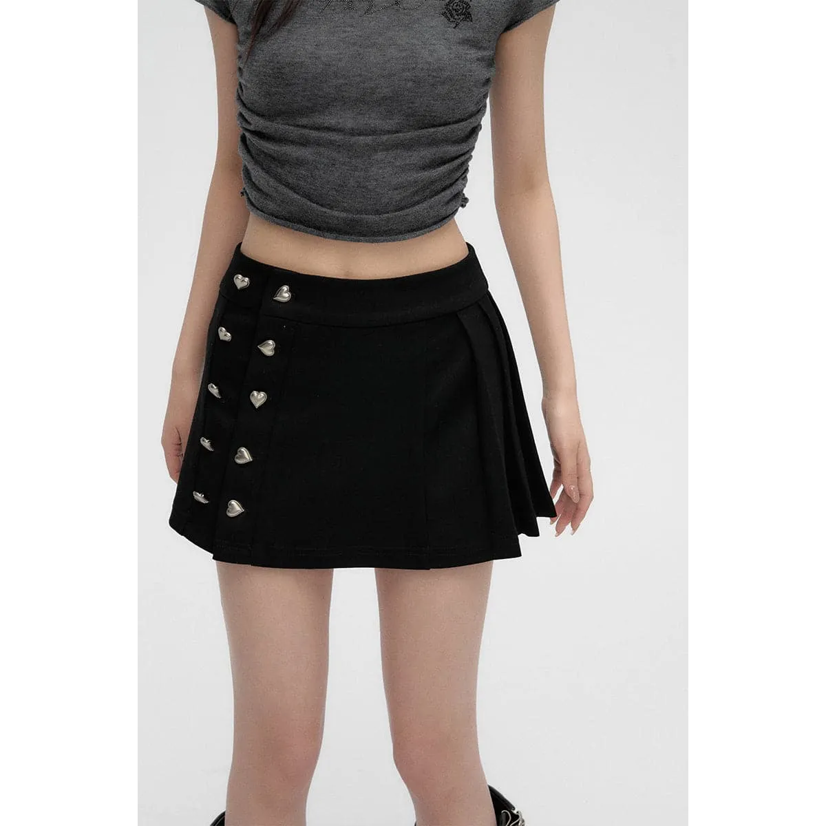 Black Heart Button Skirt - Three-Way Design