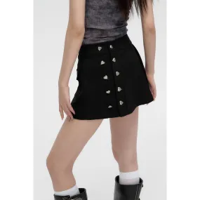 Black Heart Button Skirt - Three-Way Design