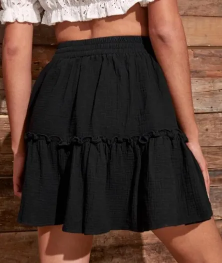 Black Ruffle Hem Skirt