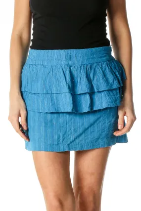 Blue Striped Chic A-Line Skirt