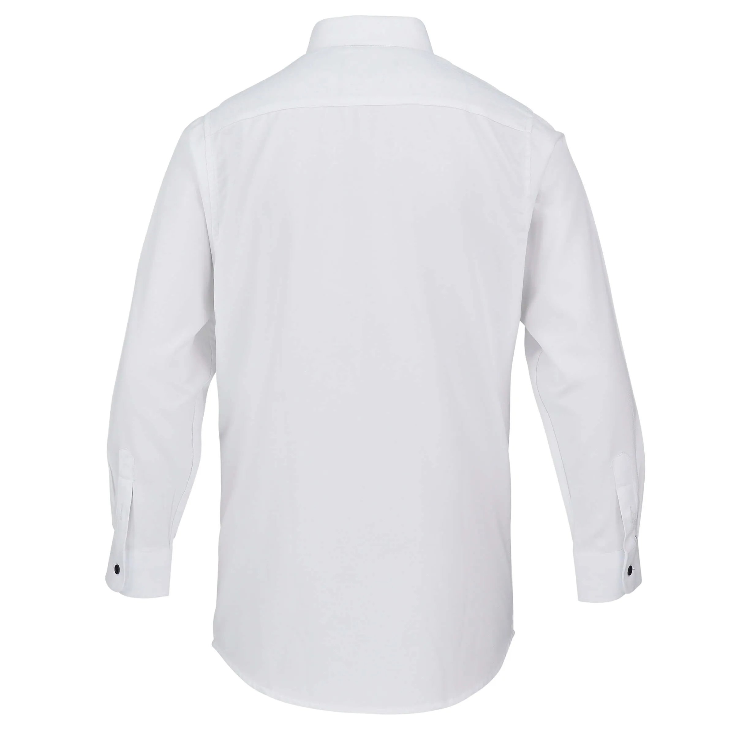 Boys White Textured Formal Shirt with Black Buttons