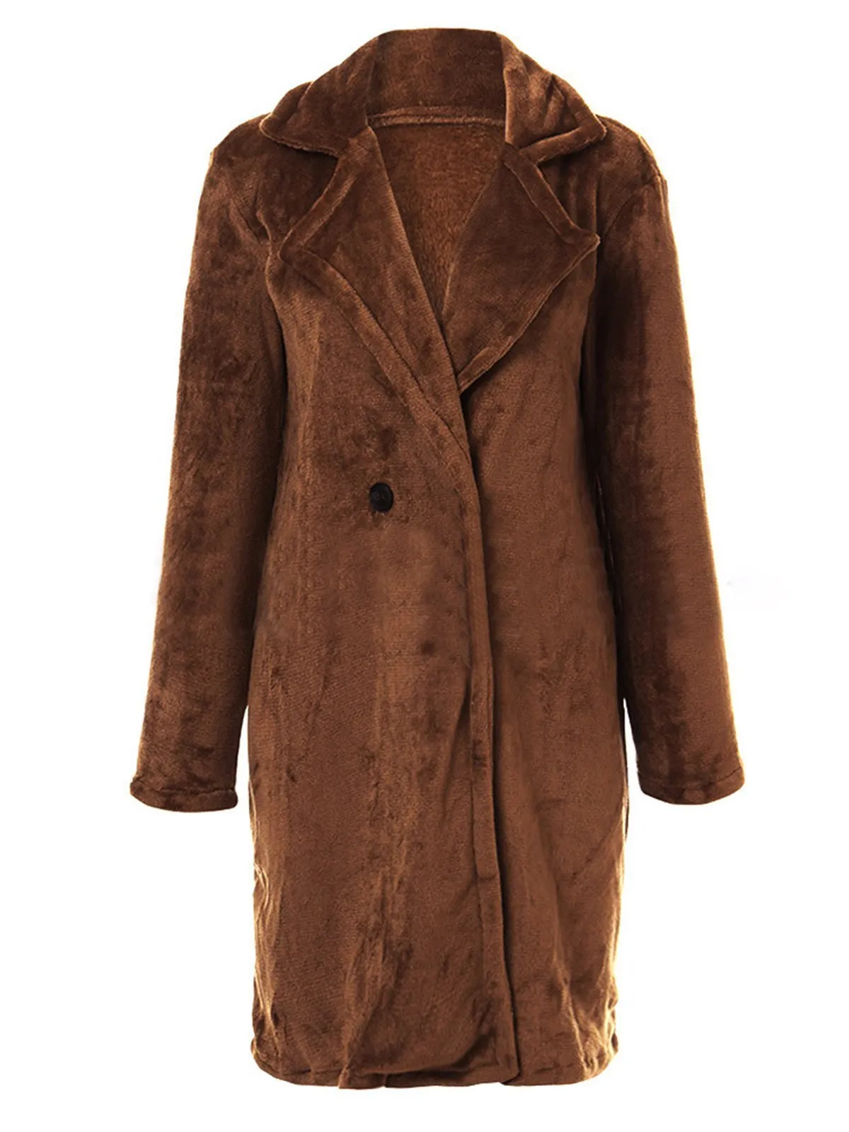 Brown Buttoned Long Sleeve Teddy Bear Winter Coats