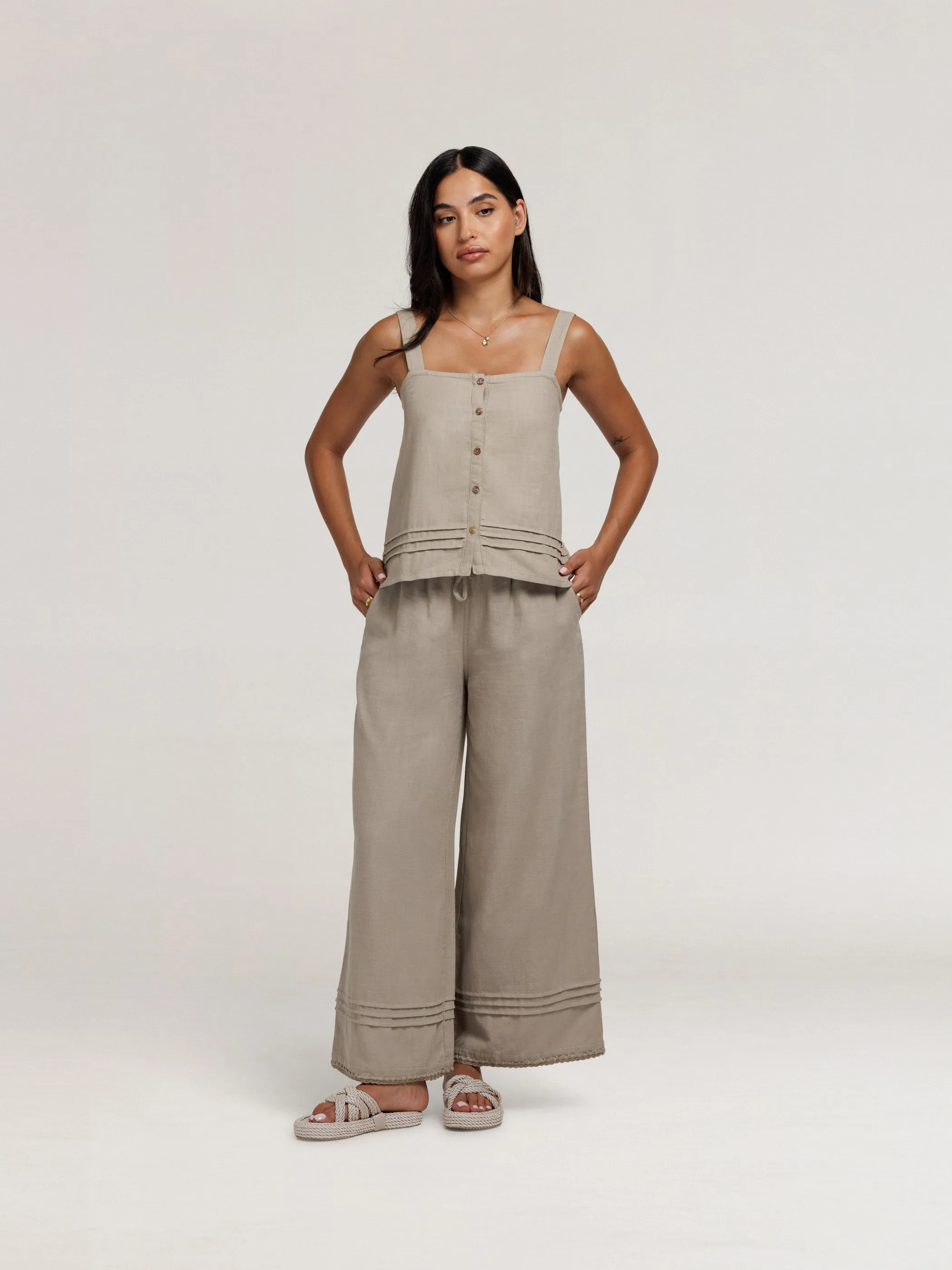 Carabella Cotton Pants Mushroom