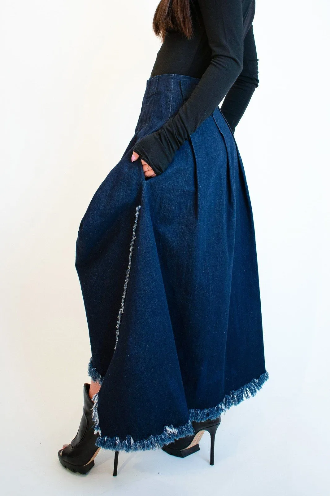 Casual long denim skirt F1892