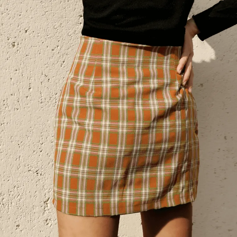 Casual Plaid High Waist Bodycon Mini Skirts