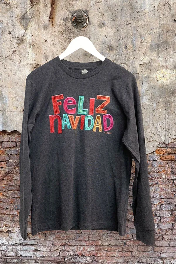 CH LS DTF FELIZ NAVIDAD - CHARCOAL