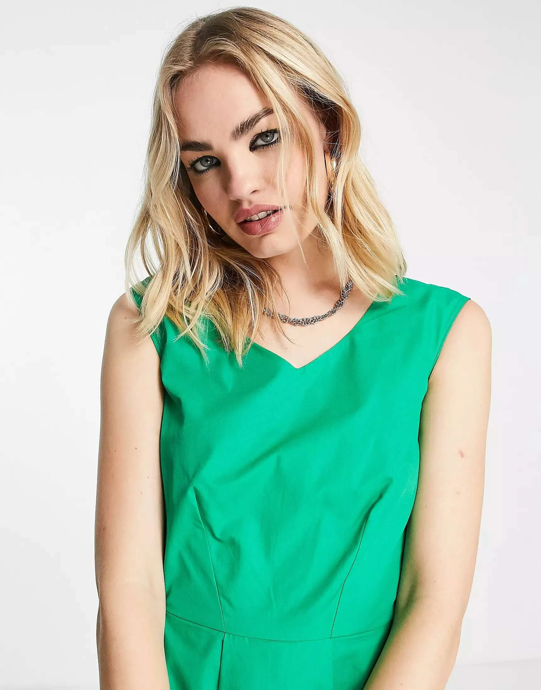 Closet London Green High Low Pleated Midi Dress