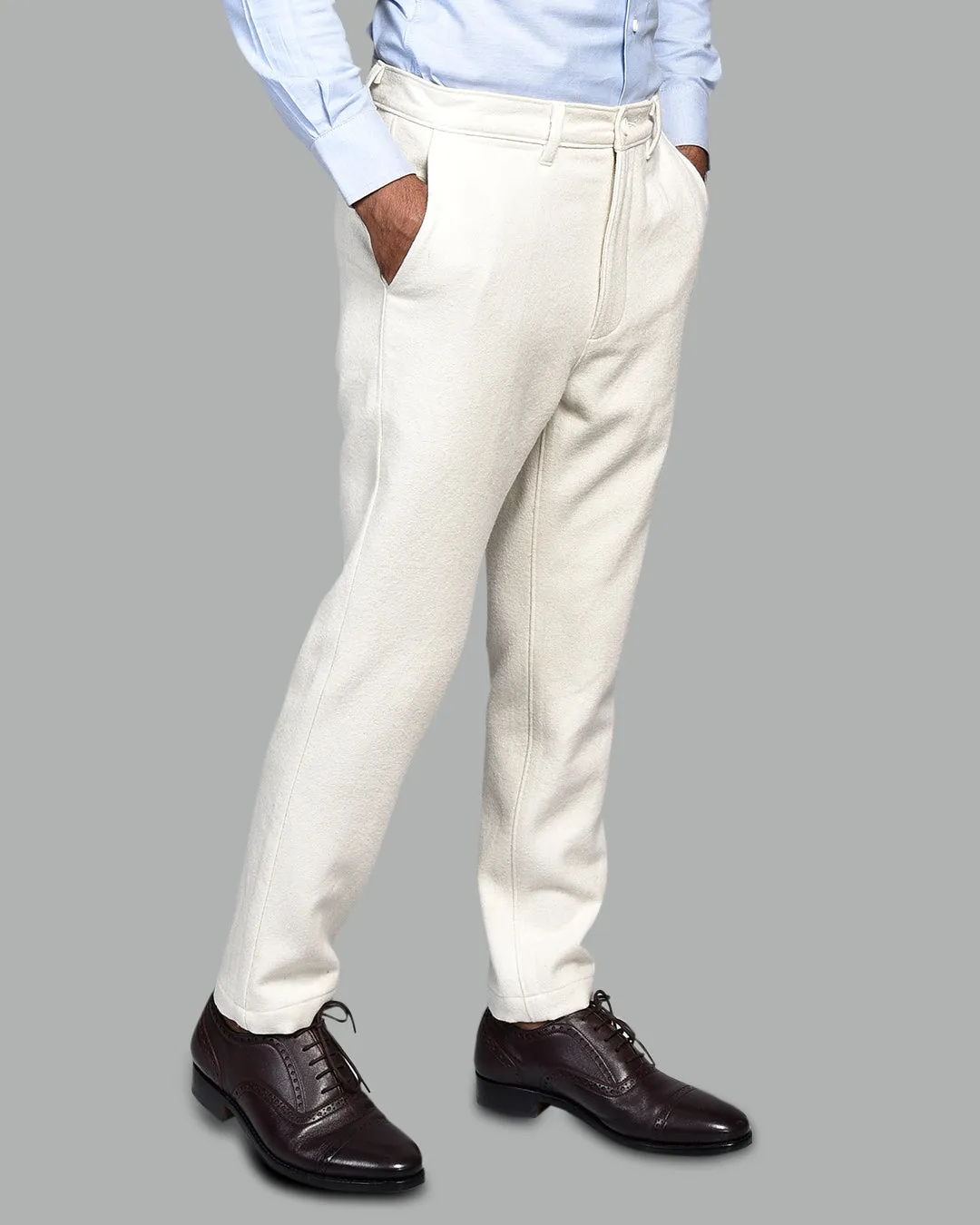 Cream Wool Winter Pant