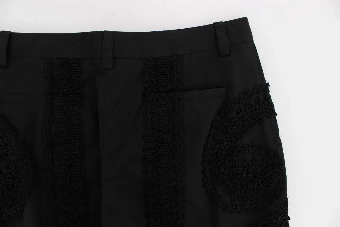 Dolce & Gabbana Black Cotton Stretch Torero Capris Pants