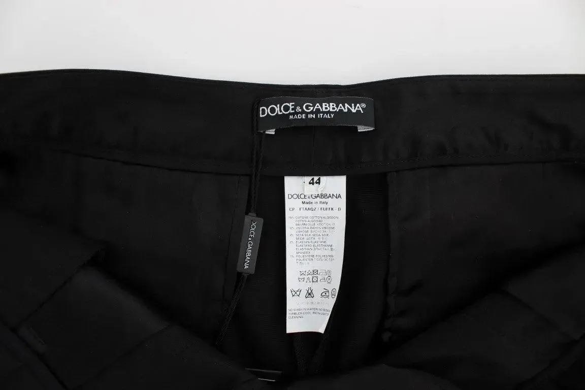 Dolce & Gabbana Black Cotton Stretch Torero Capris Pants