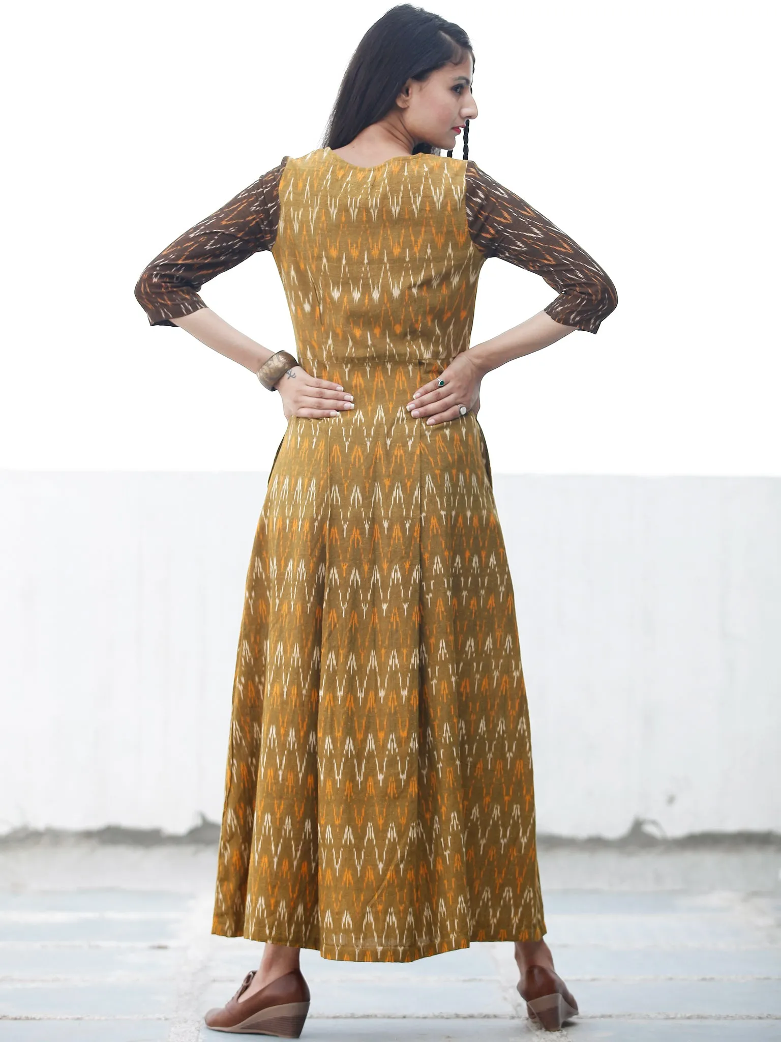 Everyday Elegance - Handwoven Ikat Cotton Dress - D322F960