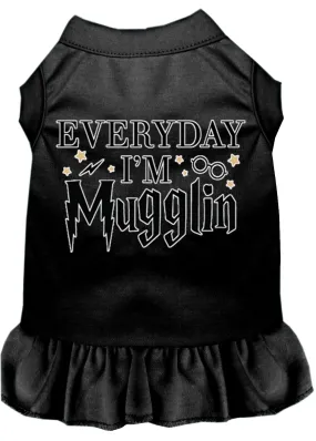 Everyday I'm Mugglin Screen Print Dog Dress Black Xxxl (20)