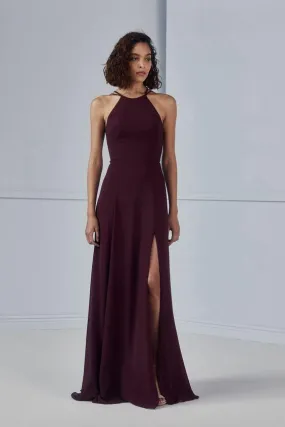 Grape SideSlit Evening Gown