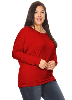 Hi Curvy Plus Size Women Dolman Long Sleeve Shirts