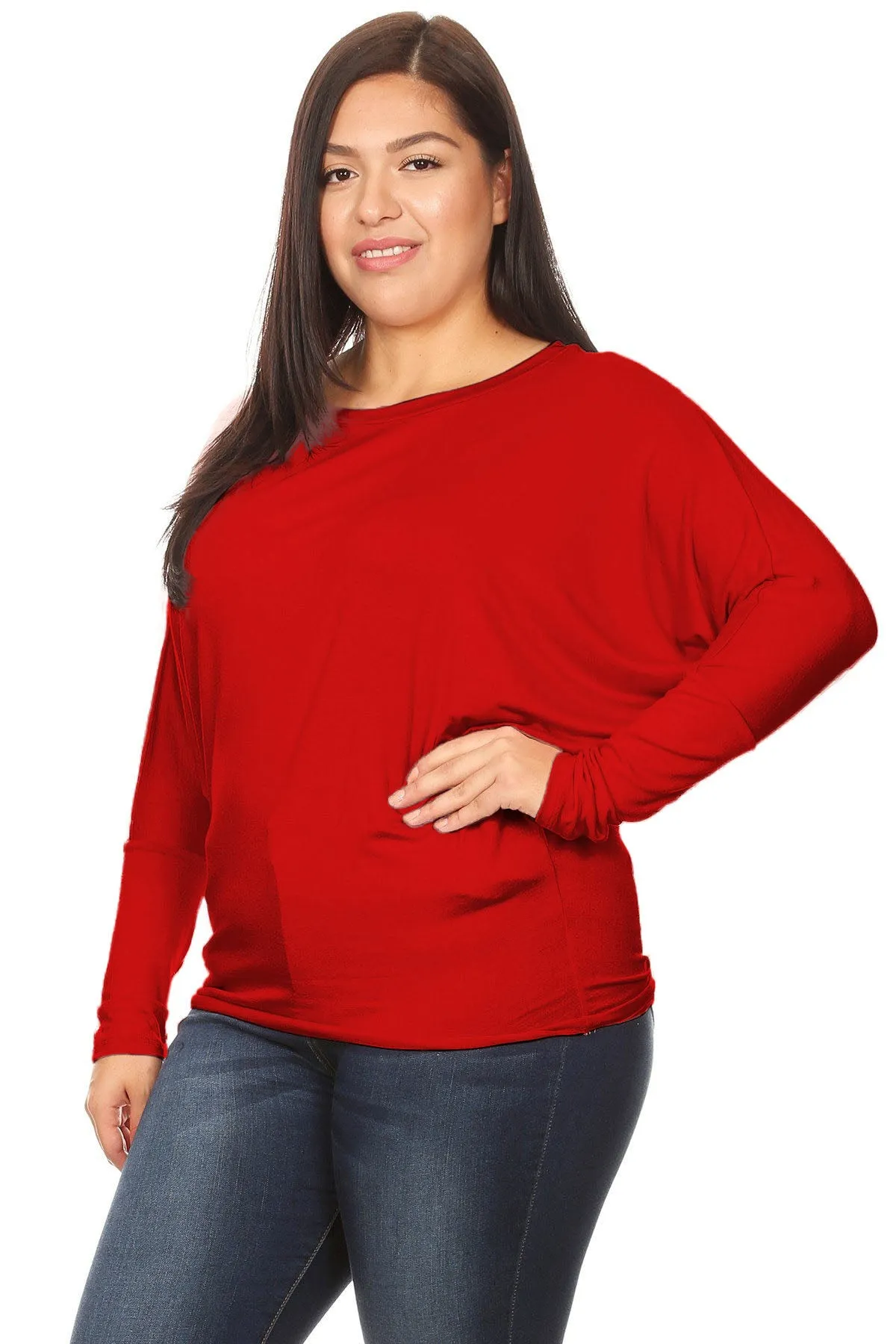 Hi Curvy Plus Size Women Dolman Long Sleeve Shirts