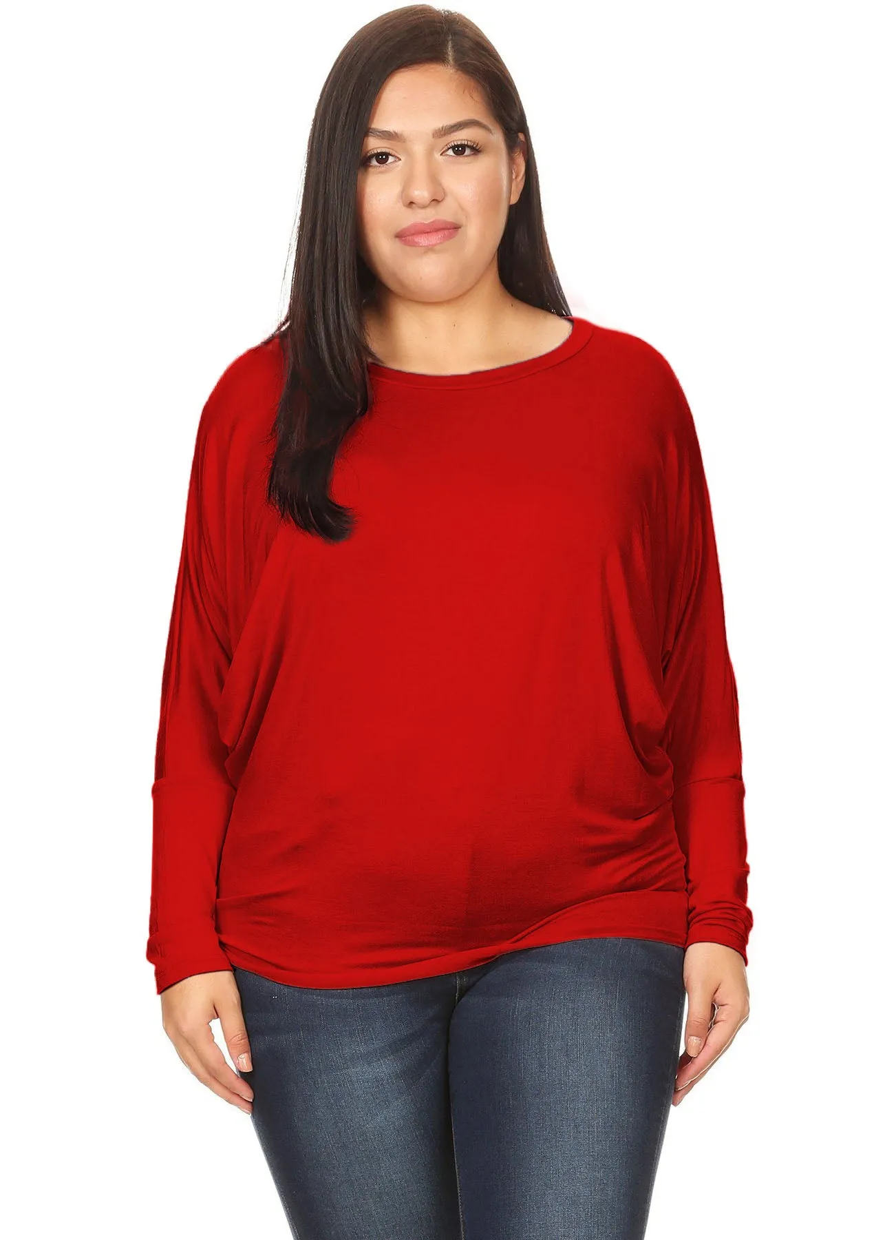 Hi Curvy Plus Size Women Dolman Long Sleeve Shirts