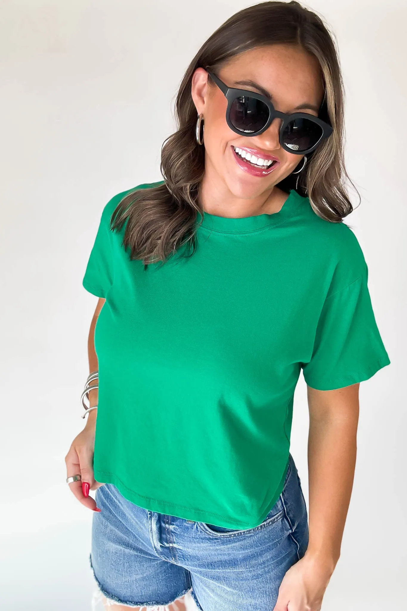 Just Relax Kelly Green Cotton Crew Neck Short Sleeve T-Shirt