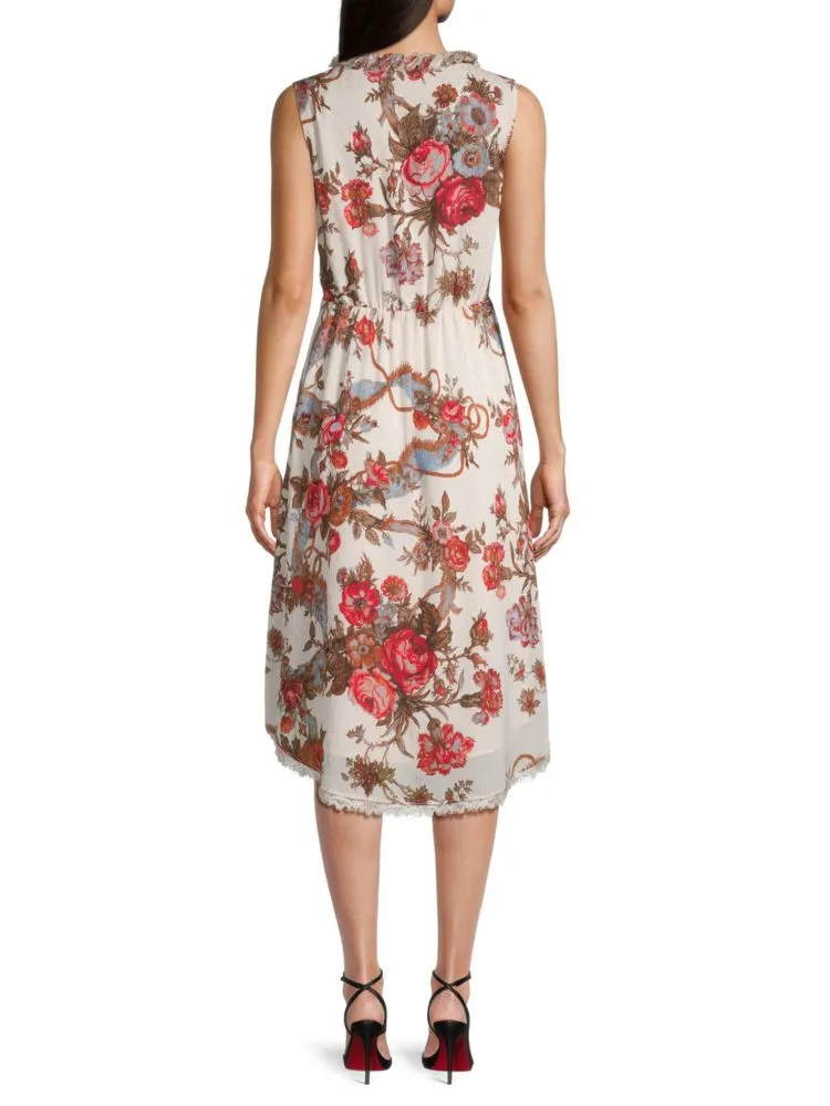 Kobi Halperin Floral Carine Midi Dress in Ivory Multi