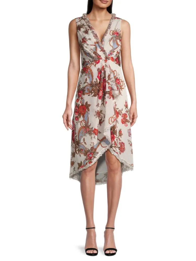 Kobi Halperin Floral Carine Midi Dress in Ivory Multi