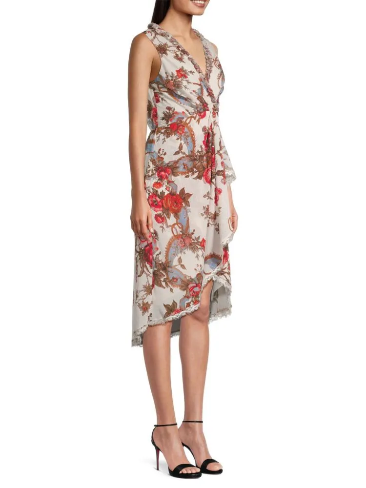 Kobi Halperin Floral Carine Midi Dress in Ivory Multi