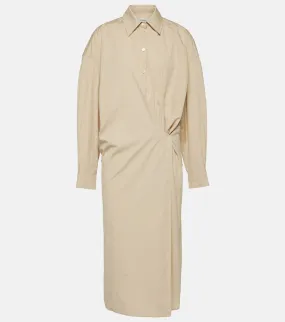 Lemaire Asymmetrical Cotton Silk Shirt Dress, Pink