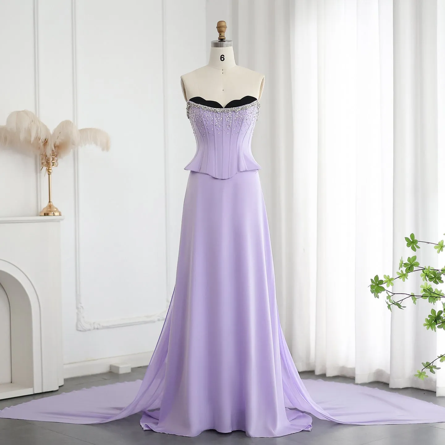 Luxury Lilac Two Pieces Strapless Evening Dress SS264