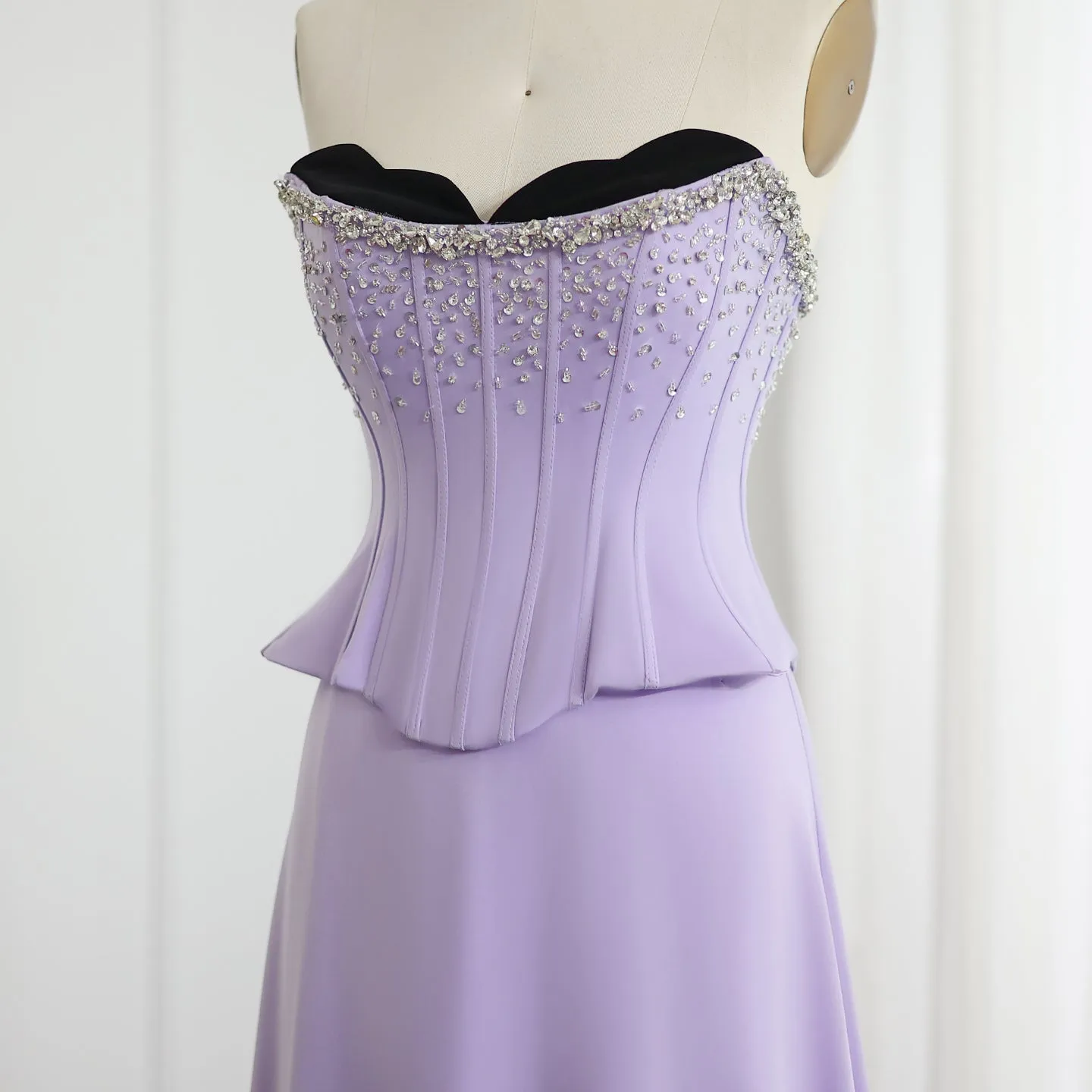 Luxury Lilac Two Pieces Strapless Evening Dress SS264