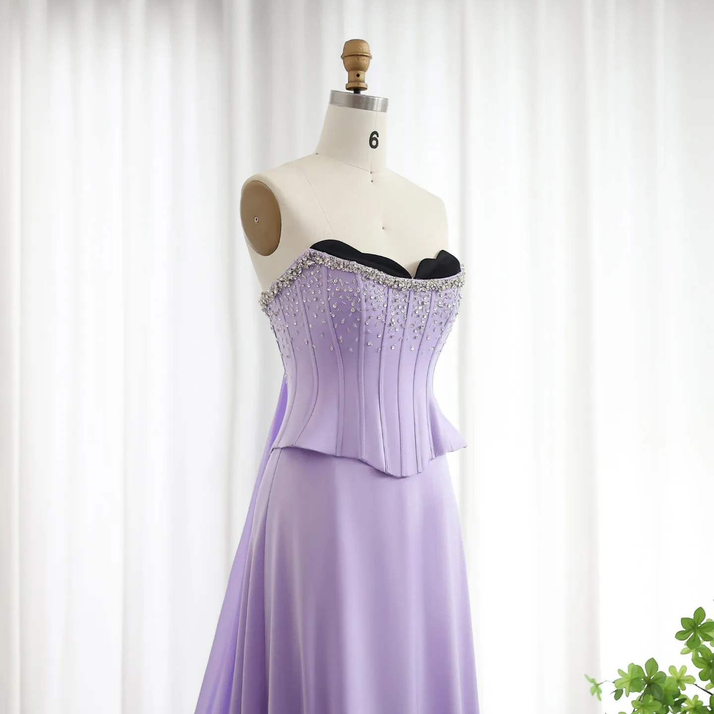 Luxury Lilac Two Pieces Strapless Evening Dress SS264