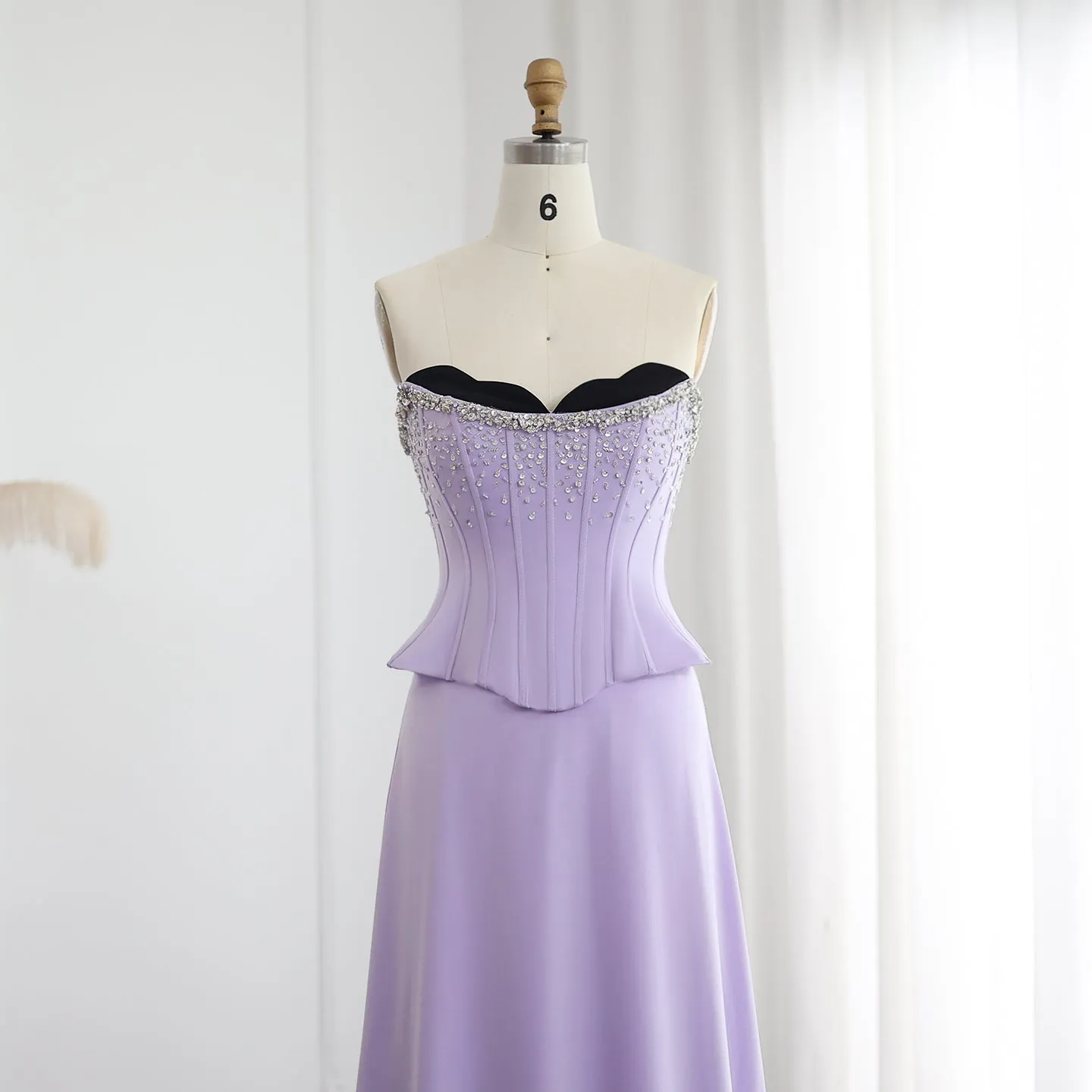 Luxury Lilac Two Pieces Strapless Evening Dress SS264