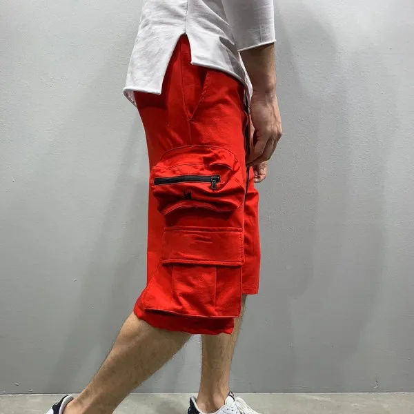 Men's Casual Multi-Pocket Loose Straight Tool Shorts