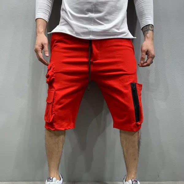 Men's Casual Multi-Pocket Loose Straight Tool Shorts