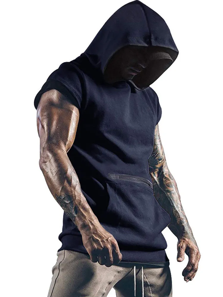 Mens Short Sleeve Hooded Pullovers