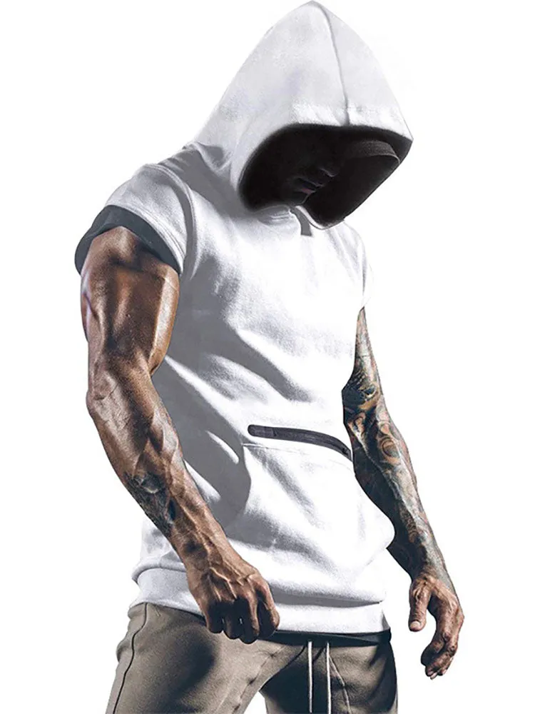 Mens Short Sleeve Hooded Pullovers