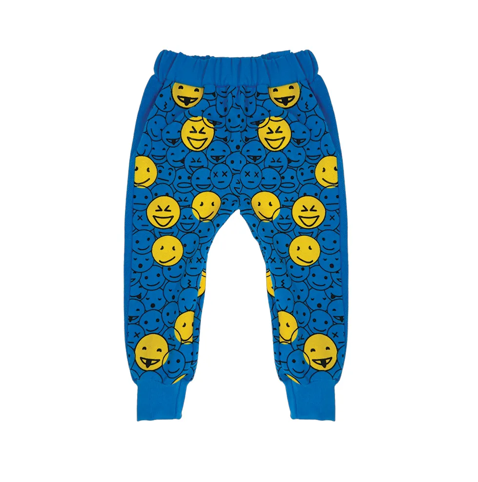 Monster Face Blue Harem Pants - Unisex for Boys and Girls