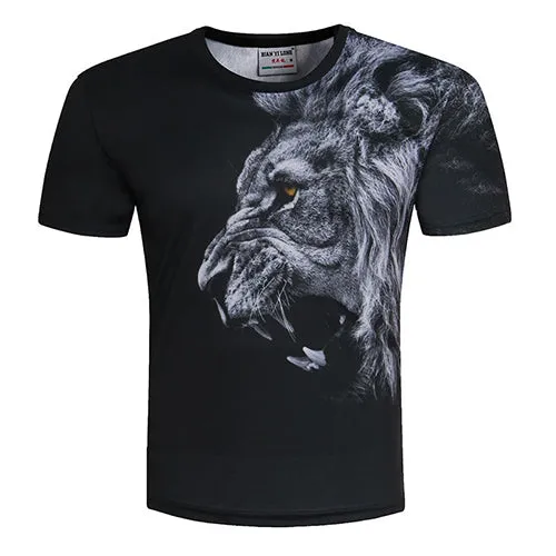 New Fashion 3D Lion Print Designed T-shirt