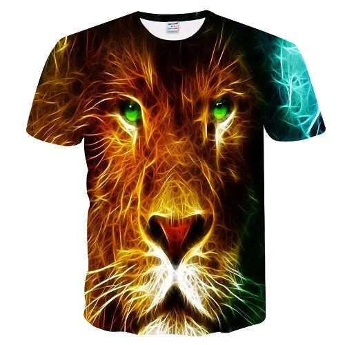 New Fashion 3D Lion Print Designed T-shirt