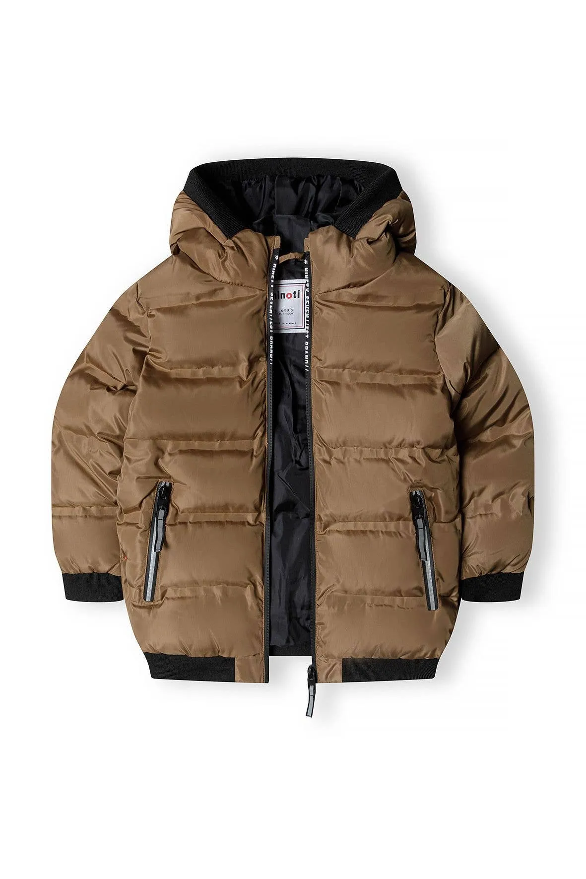 Padded Jacket With Hood And Two Way Zip Brown *In store now*