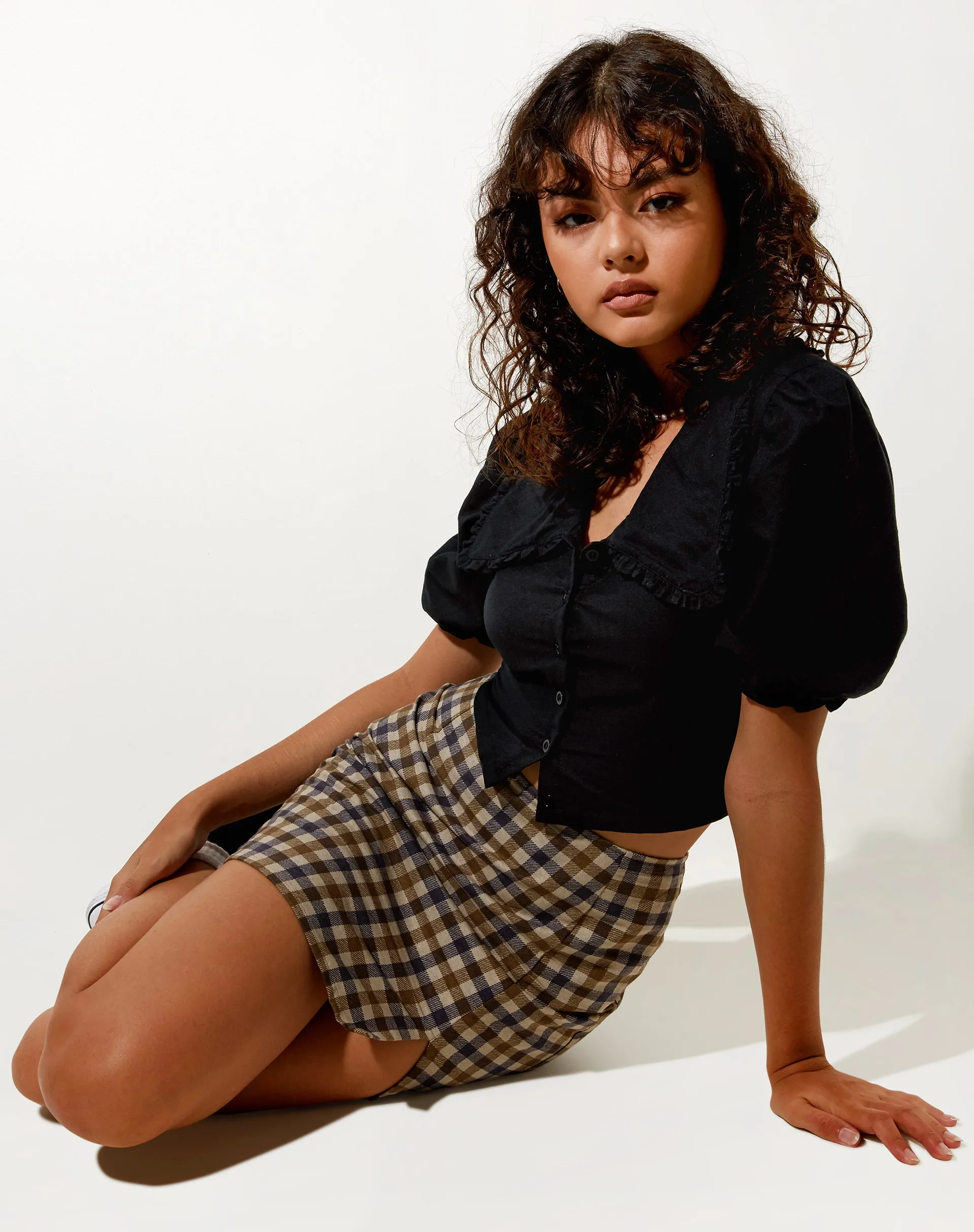 Pelmy Mini Skirt in 40's Check Tan