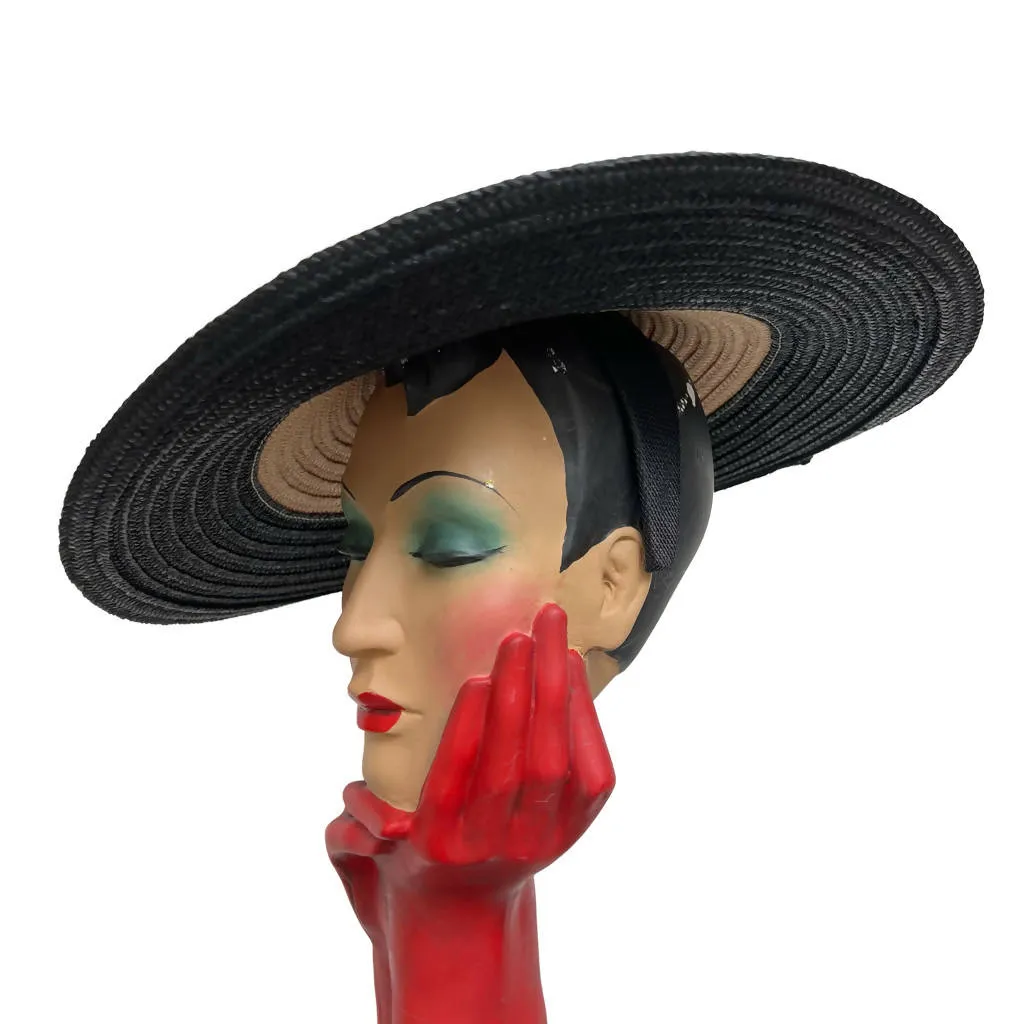 Philip Treacy for Thomson Straw Disc Black Natural Fascinator Handband