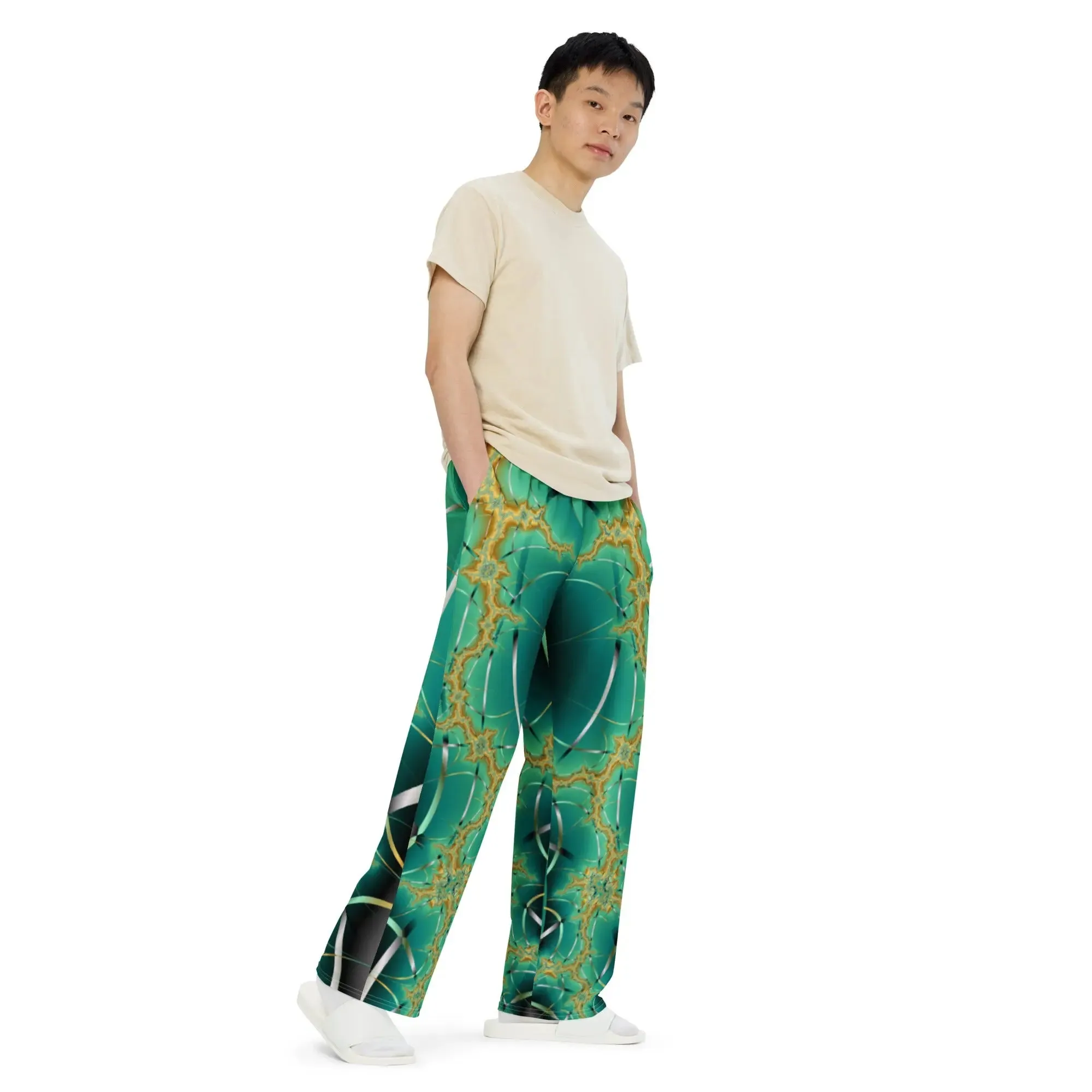 "Cosmic Twist" Collection - All Over Print Unisex Wide Leg Pants