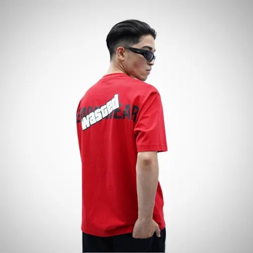 "Neon Genesis" Oversized Puff Print Red T-Shirt By DemonWear for Him