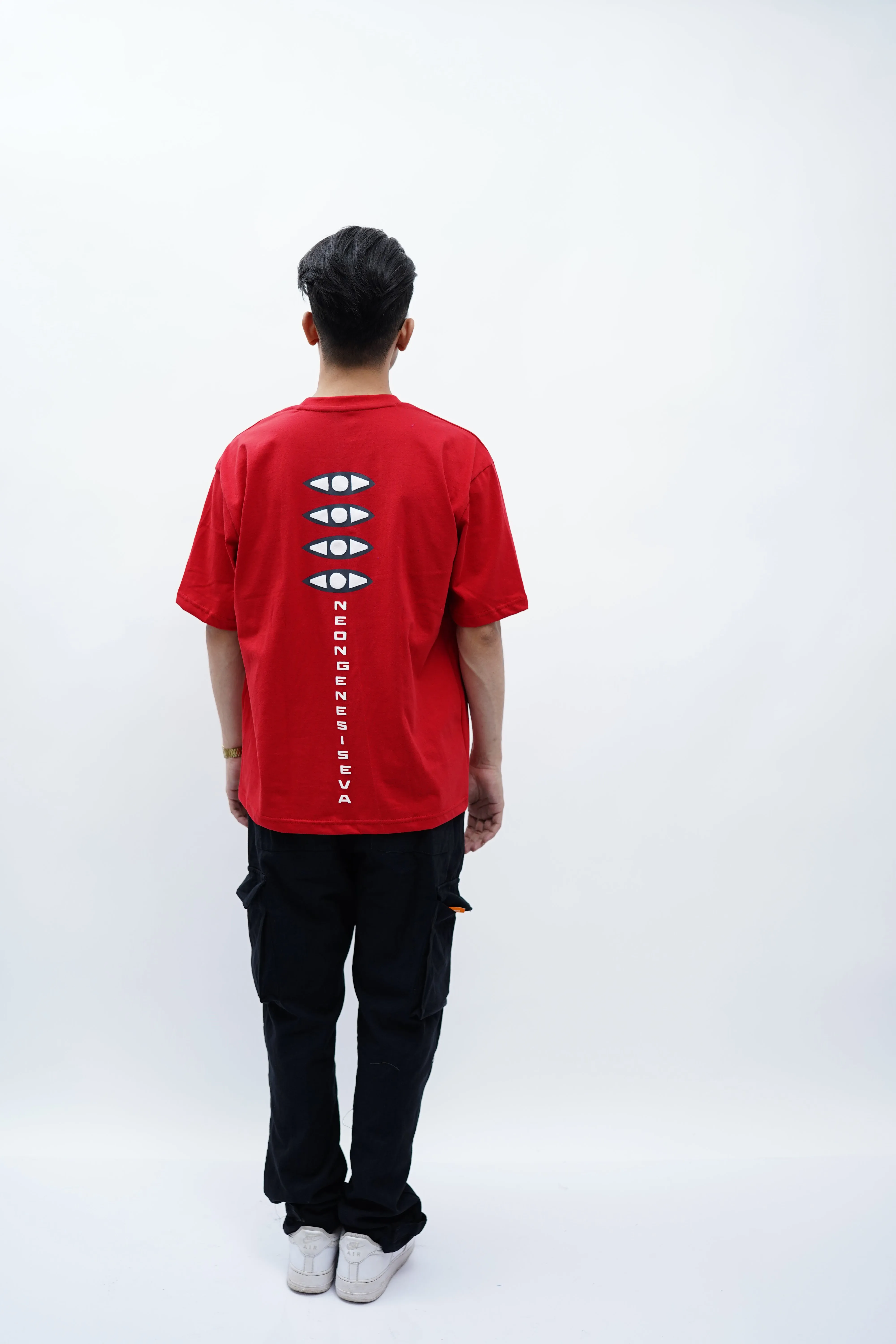 "Neon Genesis" Oversized Puff Print Red T-Shirt By DemonWear for Him