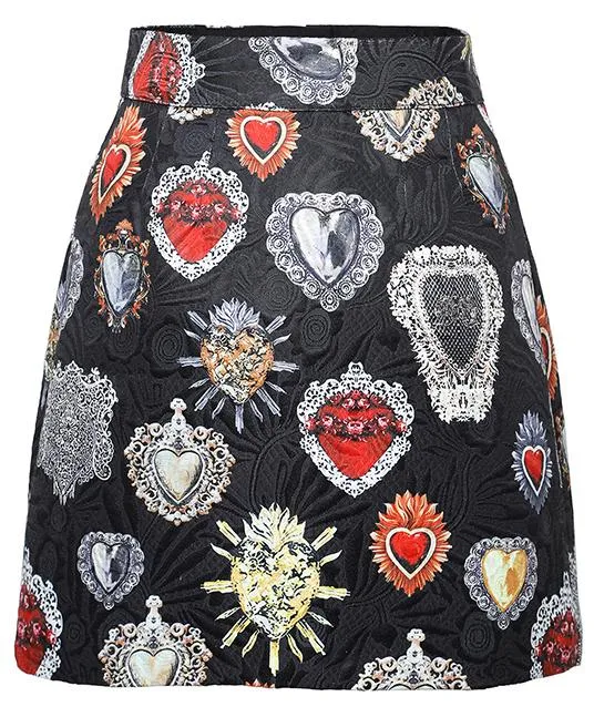 'Sacred Heart' Jacquard Mini Skirt