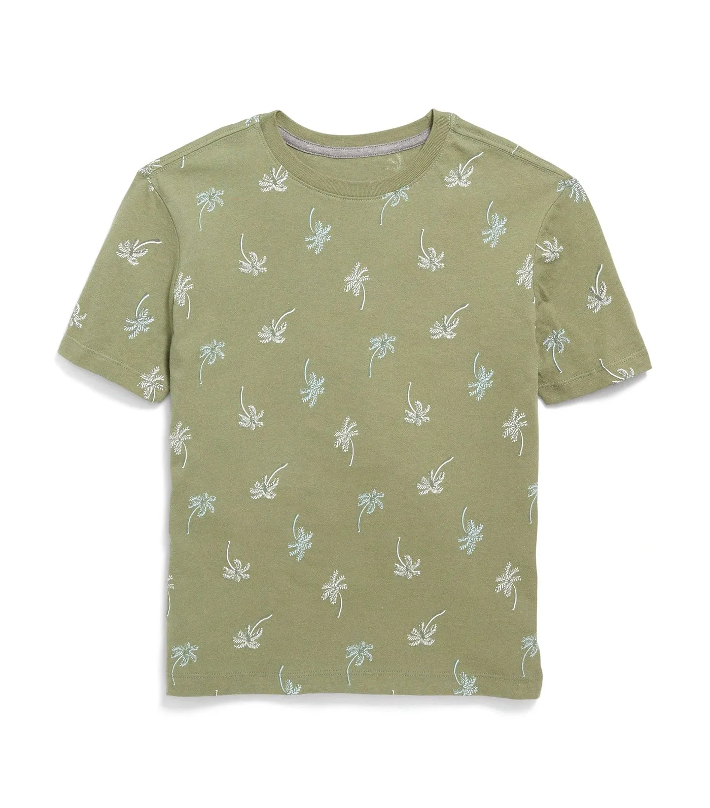 Softest Printed Crew-Neck T-Shirt for Boys Green Palm Print