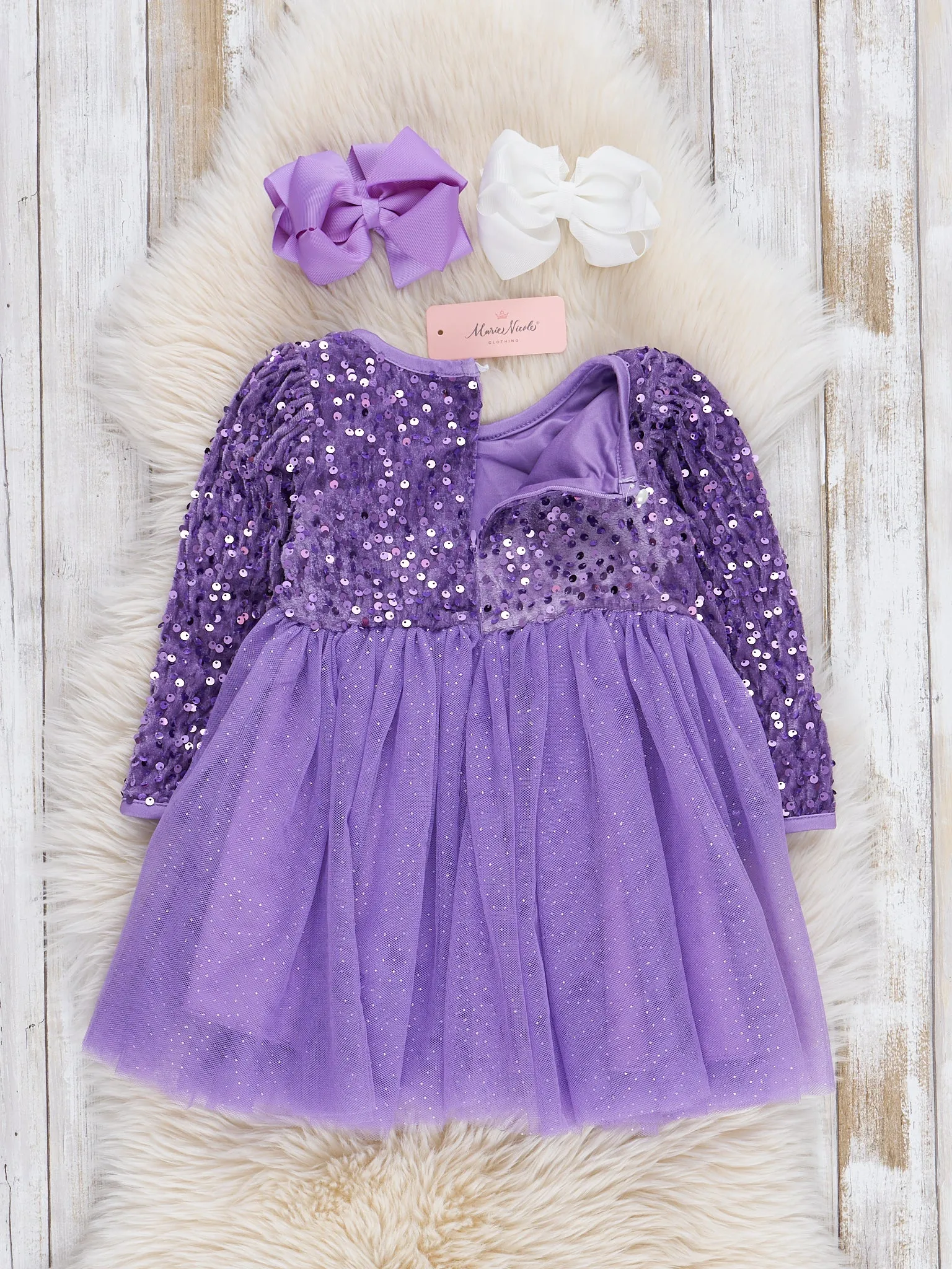 Sparkle Party Long Sleeve Tulle Dress