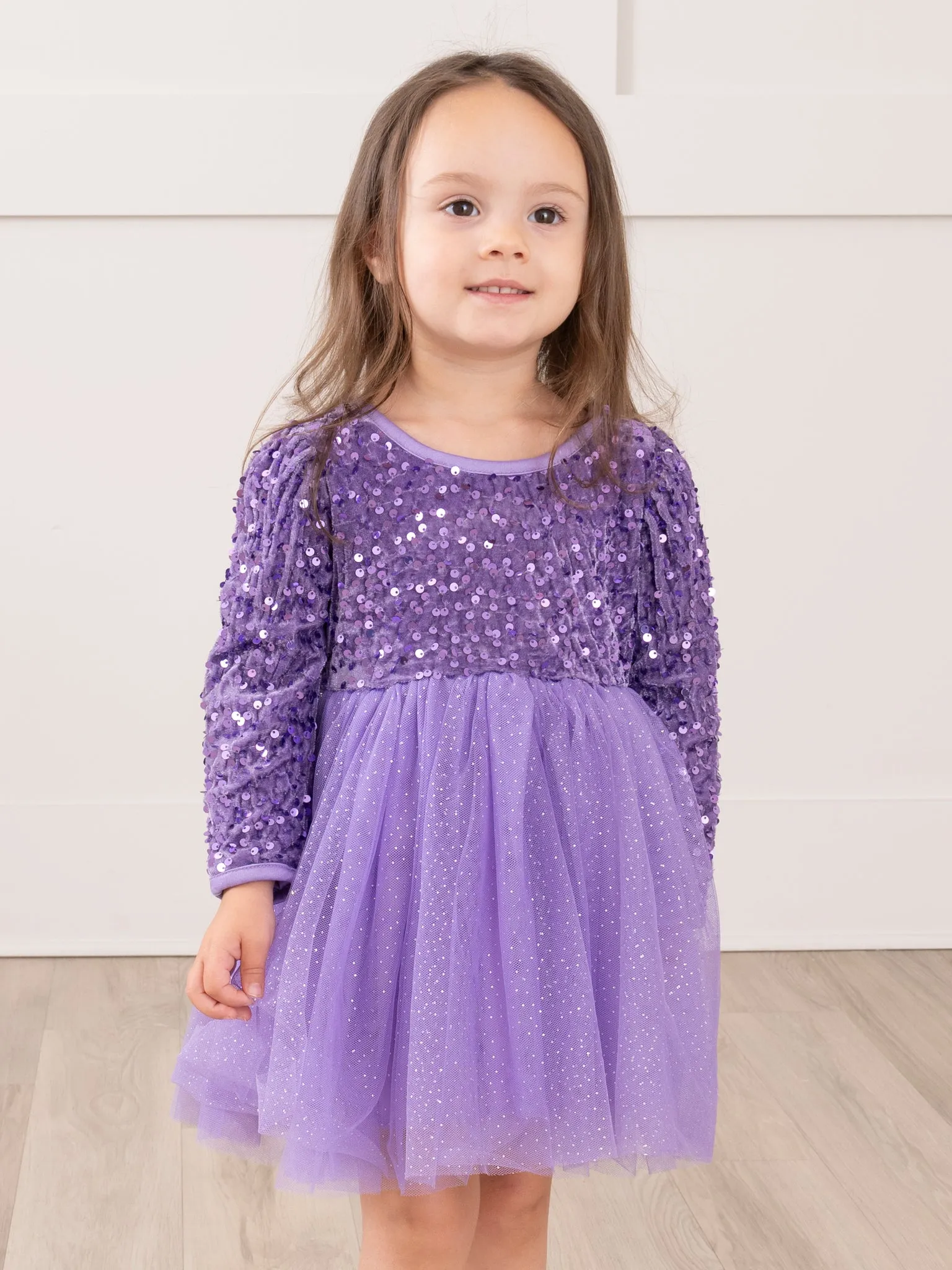 Sparkle Party Long Sleeve Tulle Dress