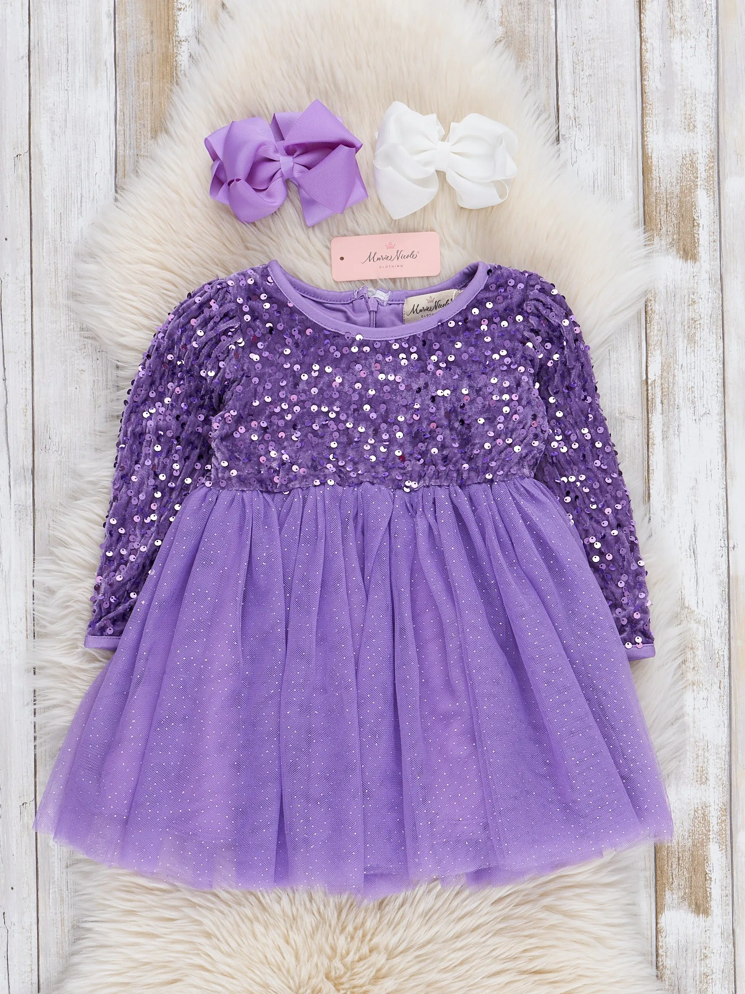 Sparkle Party Long Sleeve Tulle Dress