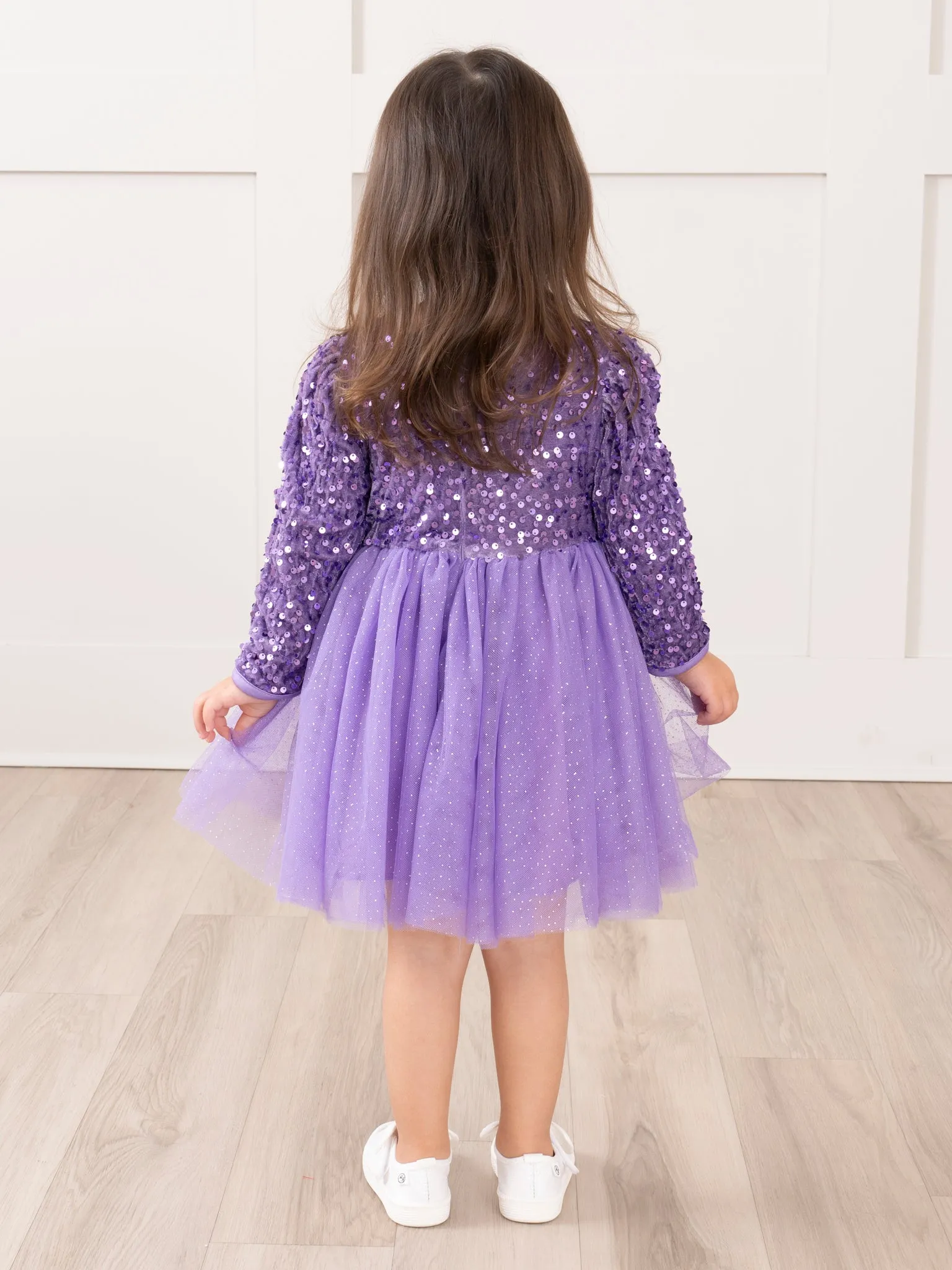 Sparkle Party Long Sleeve Tulle Dress